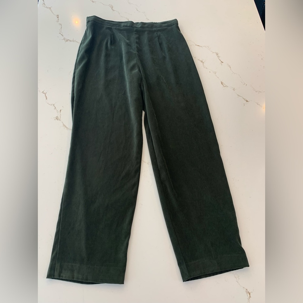 Vintage R&K Originals Womens Size 14P Dark Green Faux Suede Pull On Pants 1990’s